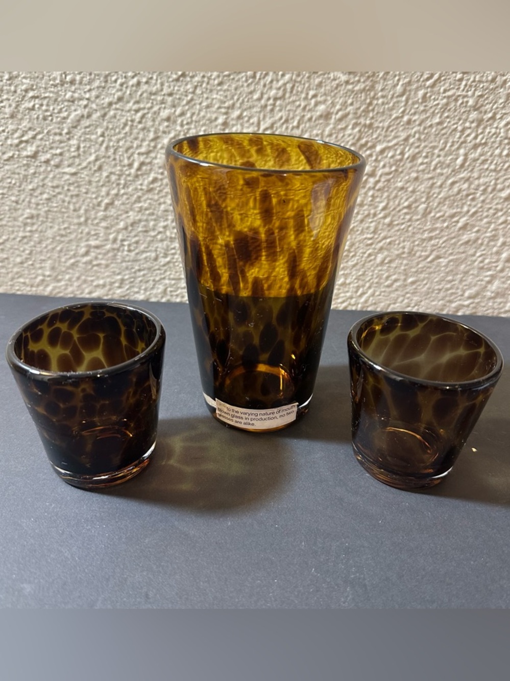 Amber Tortoiseshell Glass Vases/Shot Glasses - Set of 3